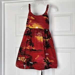 Royal‎ Hawaiian Creations Red Sunset Dress Toddler Girls Size XL 3-4 Cotton USA